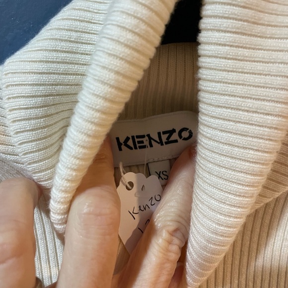 Kenzo Cream Ribbed Top with Iconic Patch - Picture 3 of 5